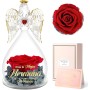 Sunia Regalo Dia de la Madre, Rosa Eterna Angel Lleva Impreso Eres la Mejor Madre del Mundo, Flores Preservadas con Figura de