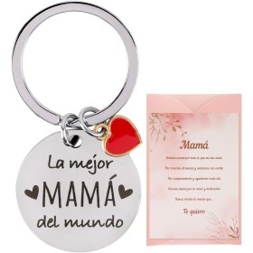GEBETTER Regalo Día Madre 1*Llavero Original Mamá con Corazón + 1*Tarjeta Felicitación Mama Te Quiero + 1*Sobre Rosado, Regalo