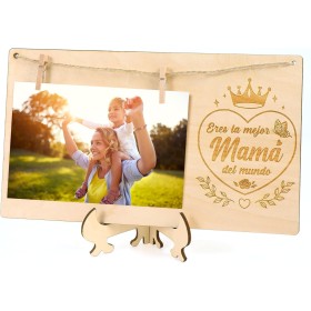 DPKOW Mamá Regalo Día de la Madre Original, Marco de Fotos Día de la Madre Mamá Marco Fotos con Pinzas para Madre Regalo