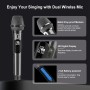 HWWR Karaoke Profesional Inalámbricos, Máquina de Karaoke Portátil con Micrófonos Inalámbricos para Adultos y Niños, Luces