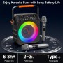 HWWR Karaoke Profesional Inalámbricos, Máquina de Karaoke Portátil con Micrófonos Inalámbricos para Adultos y Niños, Luces