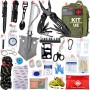 Kit Supervivencia UE 2025 con Mochila Botiquín y Linterna, Manta Térmica Supervivencia, Cuchillo Supervivencia Militar