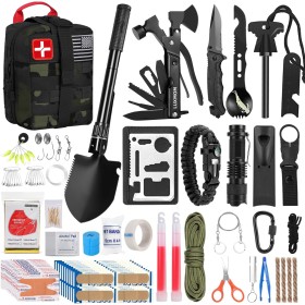 Kit de supervivencia de emergencia y kit de primeros auxilios, equipo de supervivencia profesional con bolsa Molle, para