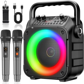 Ankuka Karaoke 2 Microfonos Inalambricos Karaoke Profesional Altavoz con Microfono para con Sistema PA, Soporta