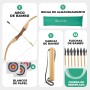 Abowllon® Set de Arco y Flechas de Madera con 12 Flechas, Carcaj, Bolsa de Almacenamiento & 4 Dianas | Arco para Principiantes,