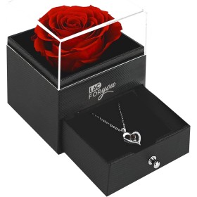 LAC FOR You Rosa Eterna Natural Preservada con Collar - Regalo Dia de la Madre, Regalos Originales para Mujer Aniversario o