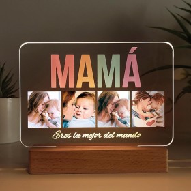 Transparent Gift Lámpara Personalizada Mamá Con Fotos Multicolor y Frase para Día de la Madre, Regalo Cumpleaños Mujer. Ideas