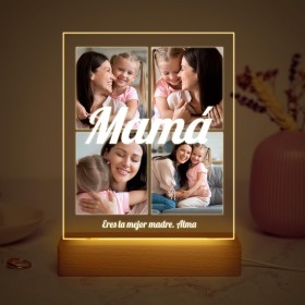 Transparent Gift Lámpara Personalizada con Cuatro Fotos Collage. Regalos para Familiares, Amigos y Pareja. Regalos Originales
