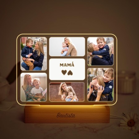 Transparent Gift Lámpara Personalizada con Seis Fotos Mamá. Regalos Día de la Madre. Regalos Originales para Mujer. Regalos para