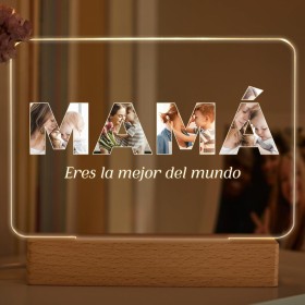 Transparent Gift Lámpara Personalizada Palabra Mamá Letras con Fotos, Frase. Regalo Día de la Madre, Regalo Cumpleaños Mujer.