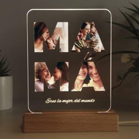 Transparent Gift Lámpara Personalizada Palabra Mamá Letras con Fotos y Frase. Regalo Día de la Madre, Regalo Cumpleaños Mujer.