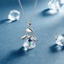 Collar de Plata de Ley 925 con Colgante de Ángel para Mujeres,Collar de Ángel de la Guarda Cristal Purpurina Joyas de Amistad