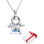 Collar de Plata de Ley 925 con Colgante de Ángel para Mujeres,Collar de Ángel de la Guarda Cristal Purpurina Joyas de Amistad