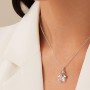 Collar de Plata de Ley 925 con Colgante de Ángel para Mujeres,Collar de Ángel de la Guarda Cristal Purpurina Joyas de Amistad