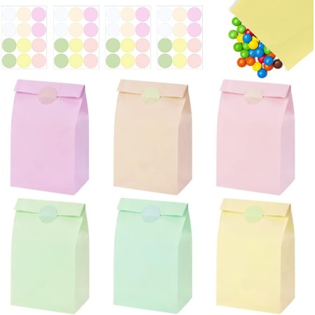 AFASOES 30 Pcs Bolsas de Regalo de Papel 24*13*8 cm Kraft Bolsas Papel Kraft Sin Asas Bolsas Chuches Bolsas Cumpleaños Bolsas