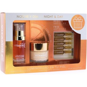 Noche y Día, Pack Regalo Vitamina C, Crema Hidratante Facial 60ml, Serum 30ml, 5 Ampollas 2ml, Tratamiento Antioxidante e