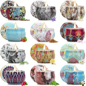 Velas Perfumadas Juego de 12 Piezas, Velas Aromaticas Decorativas, Cera de Soja Natural, Regalos Originales para Mujer, para