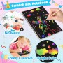 ZMLM 16 Libros Scratch Art para Niños, Regalo Creativo Dibujar de Rascar Kit con 18 Lápices de Madera, 16 Plantillas de Dibujo,