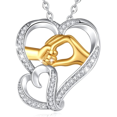 INFUSEU Regalos Para Mamá, Mamá E Hijas Collar Plata Ley 925 Colgante Madre Joyería Regalo Las Hijas