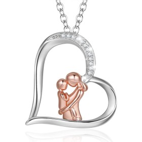 INFUSEU Regalos Para Mamá, Mamá E Hijas Collar Plata Ley 925 Colgante Madre Joyería Regalo Las Hijas