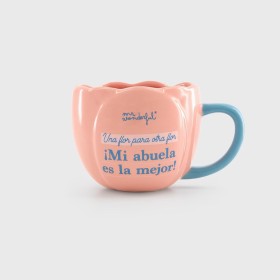 Mr.Wonderful - Taza - Una flor para otra flor, ¡Mi abuela es la mejor! - Taza realizada en cerámica con forma de rosa con