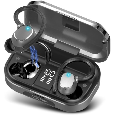POMUIC Auriculares Inalámbricos Deportivos, 2023 Auriculares Bluetooth 5.3, 120H de Reproducción con Cancelacion Ruido ENC,