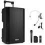 Vonyx VSA700-BP Altavoz portatil 15 Pulgadas y 1000w con batería, 3 micrófonos inalámbricos, Bluetooth 5.0, MP3, Amplificador