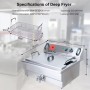 Valgus Freidora eléctrica profesional de acero inoxidable 3000W 16L freidora grande con escurridor, cesta y tapa para