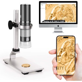 Ninyoon Microscopio 4K WiFi con Soporte Profesional 50-1000X Microscopio Digital USB Endoscopio Inalámbrico Cámara HD para