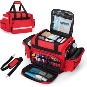 Damero Bolsa de trauma médica vacía, bolsa de primeros auxilios profesional con múltiples bolsillos para suministros