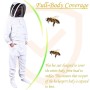 Bee Suit Traje de apicultura profesional de polialgodón de cuerpo completo con sombrero, chaqueta y pantalón protectores, equipo