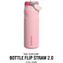Stanley Flip Straw 2.0 Botella Agua Acero Inoxidable Con Pajita 1.06L - 15 Horas Fría - 3 Días Helada - Acero Inoxidable - Sin