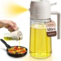 PORTENTUM Pulverizador aceite spray 2 en 1 aceitera spray pulverizador, Botella de vidrio de 500 ml / 17 oz para Freidora de