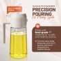 PORTENTUM Pulverizador aceite spray 2 en 1 aceitera spray pulverizador, Botella de vidrio de 500 ml / 17 oz para Freidora de
