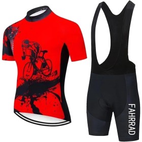 KAISUN Ropa de Ciclismo para Hombre, Maillot Ciclista Verano Conjunto de Bicicleta y Culotte Tirantes, Traje de Ciclismo Hombre