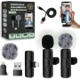 2 Pcs Micrófono inalámbrico para iPhone, iPad, Android, PC, con USB-C, Microfonos de Solapa con Clip para Grabación de Vídeo,