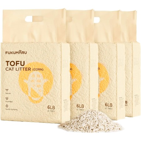FUKUMARU Arena de Tofu para Gatos 10.8kg - Arena aglomerante para Gatos, Mezcla de pellets de maíz, Libre de Polvo y fácil de