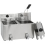 METRO Professional Freidora eléctrica GDF3008, acero inoxidable, 8 litros, termostato ajustable, indicadores luminosos, asas