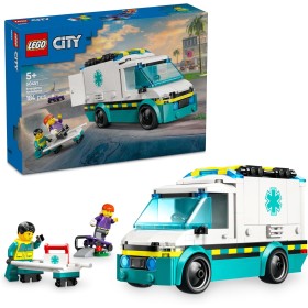 LEGO City Ambulancia de Emergencias Juguete de Construcción, Set de Juego de Médicos con Vehículo y Minifiguras, Regalo