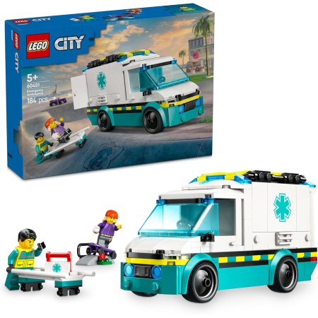 LEGO City Ambulancia de Emergencias Juguete de Construcción, Set de Juego de Médicos con Vehículo y Minifiguras, Regalo