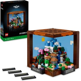 LEGO Minecraft Mesa de Trabajo Maqueta para Adultos Inspirada en el Videojuego con Figuras, Criaturas y Biomas del 15