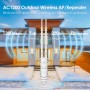 Repetidor WiFi Potente Exterior para Larga Distancia WAVLINK AC1200, Amplificador de Señal WiFi Exterior Doble Banda 2.4G + 5G,