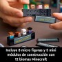 LEGO Minecraft Mesa de Trabajo Maqueta para Adultos Inspirada en el Videojuego con Figuras, Criaturas y Biomas del 15