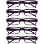 La Compañía Gafas De Lectura Valor Pack 5 Ligero Hombres Mujeres Azul Rosa Púrpura Verde Rojo RRRRR32-3456Z +3,00
