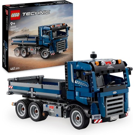 LEGO Technic Volquete Basculante, Vehículo de Obra y Construcción de Juguete, Camión Azul para Construir con Dirección y Caja