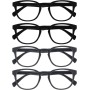 OPULIZE Pop Gafas de Lectura Pack de 4 Redondas Negro, Azul, Verde Musgo y Gris Mate Satinado Bisagras con Muelle Resistentes a