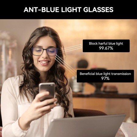 ZENOTTIC Gafas Filtro Luz Azul,Gafas Presbicia Hombre - Montura Cuadrada Antirreflejos para Deporte y Computadora,Gafas de