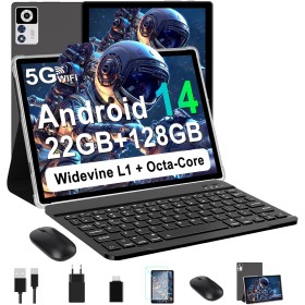 ZIOVO Android 14 Tablet 10 Pulgadas, 22GB RAM+128GB ROM (TF 1TB), 5G WiFi, Widevine L1/Octa-Core/2.0 GHz/8000mAh/Cuerpo
