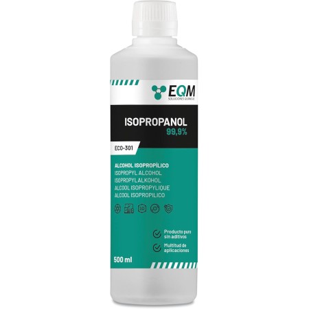 EQM - ECO-301 - Alcohol Isopropílico 99,9% - 500 ML - Isopropanol - Limpieza componentes electrónicos, objetivos y pantallas -
