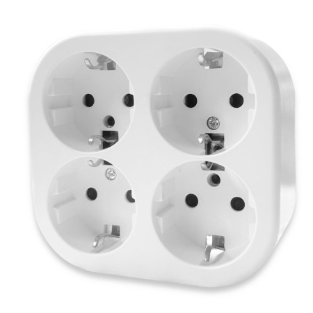 Base Schuko de Superficie con 2 Toma, Enchufe Doble para Montaje en Pared, Toma de Corriente para Interior, 10AX,16A,250V, Ideal